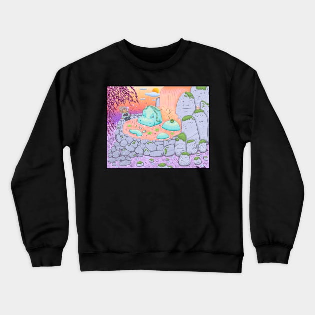 Sunset at the Waterfall with Friends Crewneck Sweatshirt by Jilla Donuts